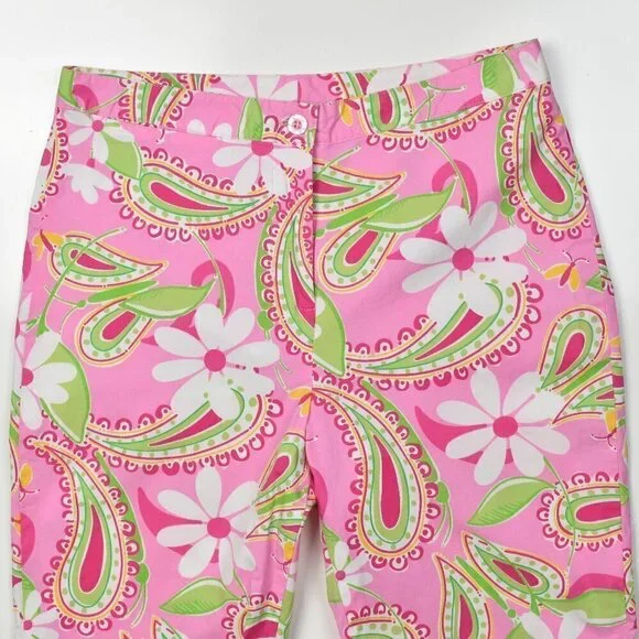 Vintage Lilly Pulitzer Pink Sands Cheery-O Pants Paisley - Picture 3 of 6